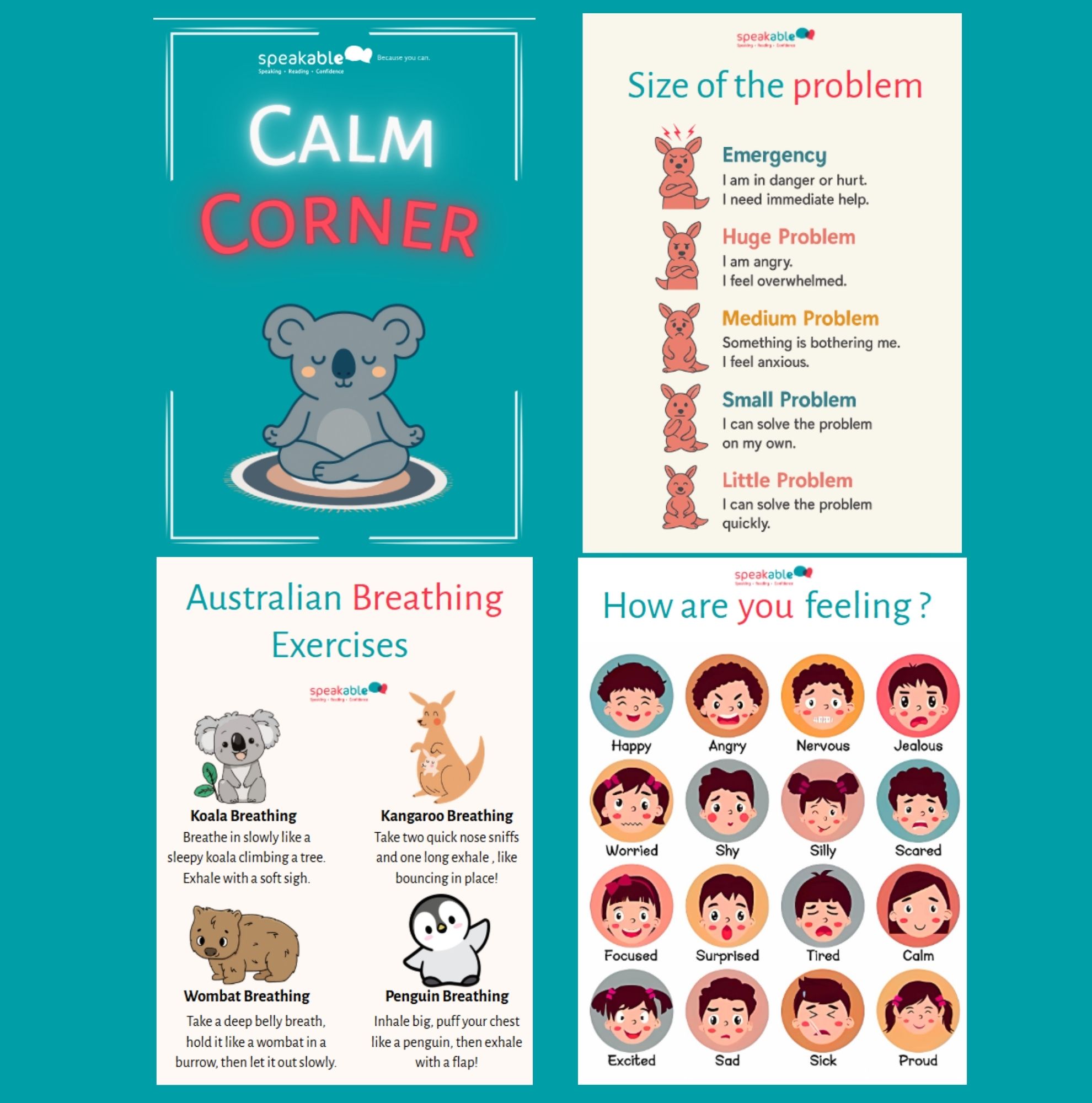 5-4-3-2-1 Grounding Technique Poster for Kids