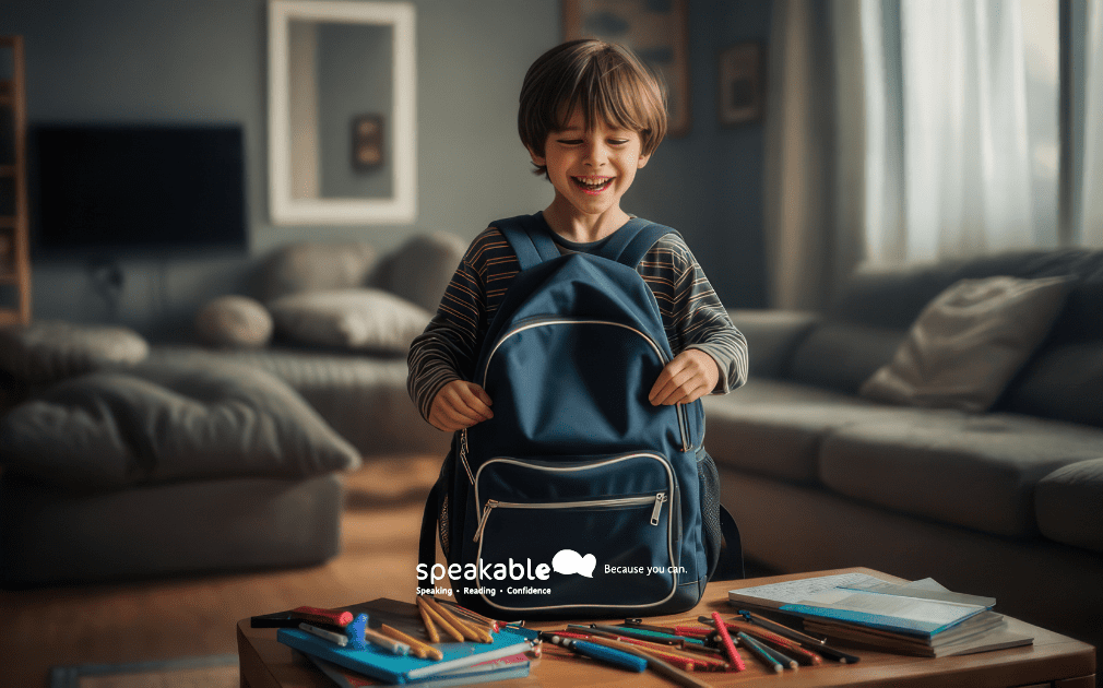 A smiling child ready for school, representing a joyful restart after the holidays.