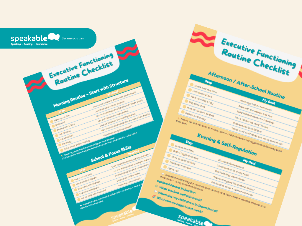 Printable routine checklist for building focus and planning skills.