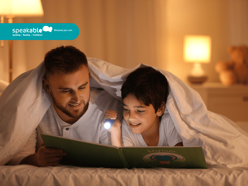 Parent and child sharing bedtime storytime to strengthen attention and connection