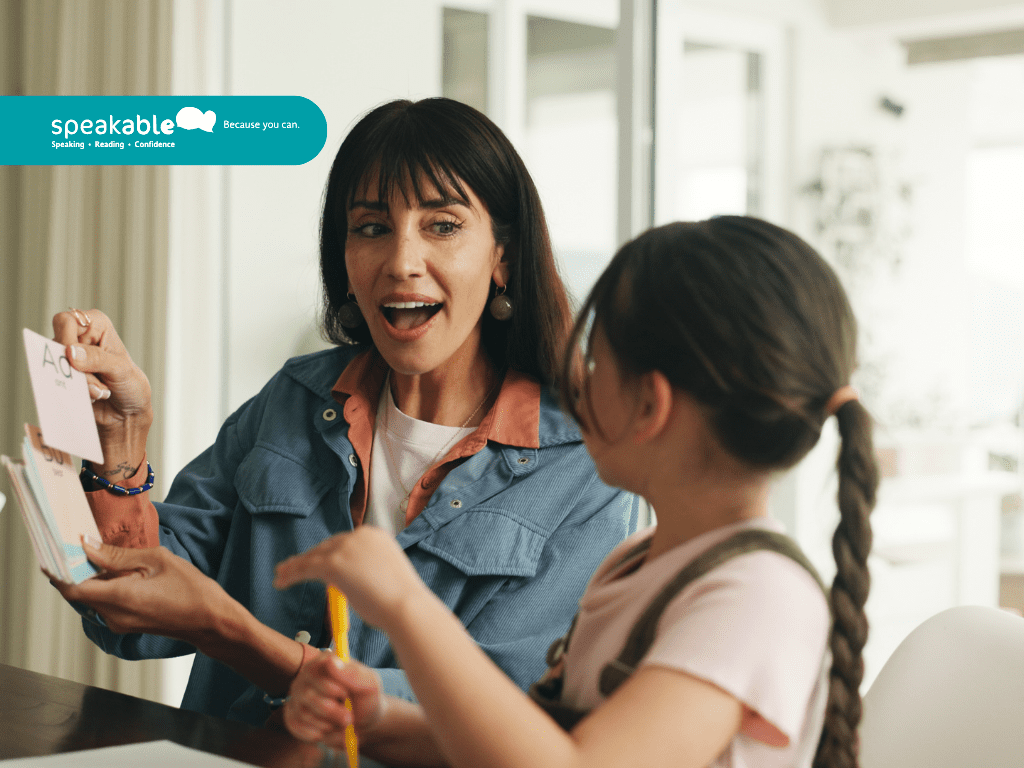 Parent using simple visual instructions at home to support listening and task completion.