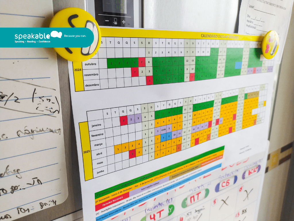 Visual reminder chart showing a daily reading routine at home.