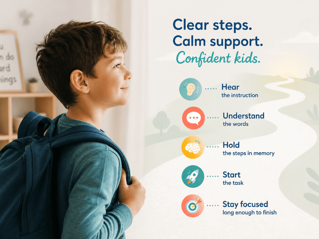 Child feeling more confident when instructions are clear and manageable.